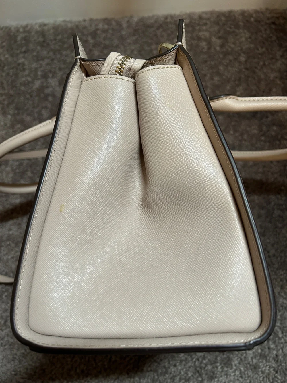 Kate Spade Cameron Spade Flower Applique Medium Satchel - Warm Beige Like New